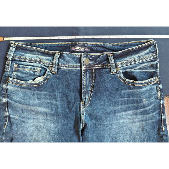 Silver Jeans Co Avery Ankle Skinny Jeans Size 14x L27 Dark Wash Stretch - Picture 4 of 6